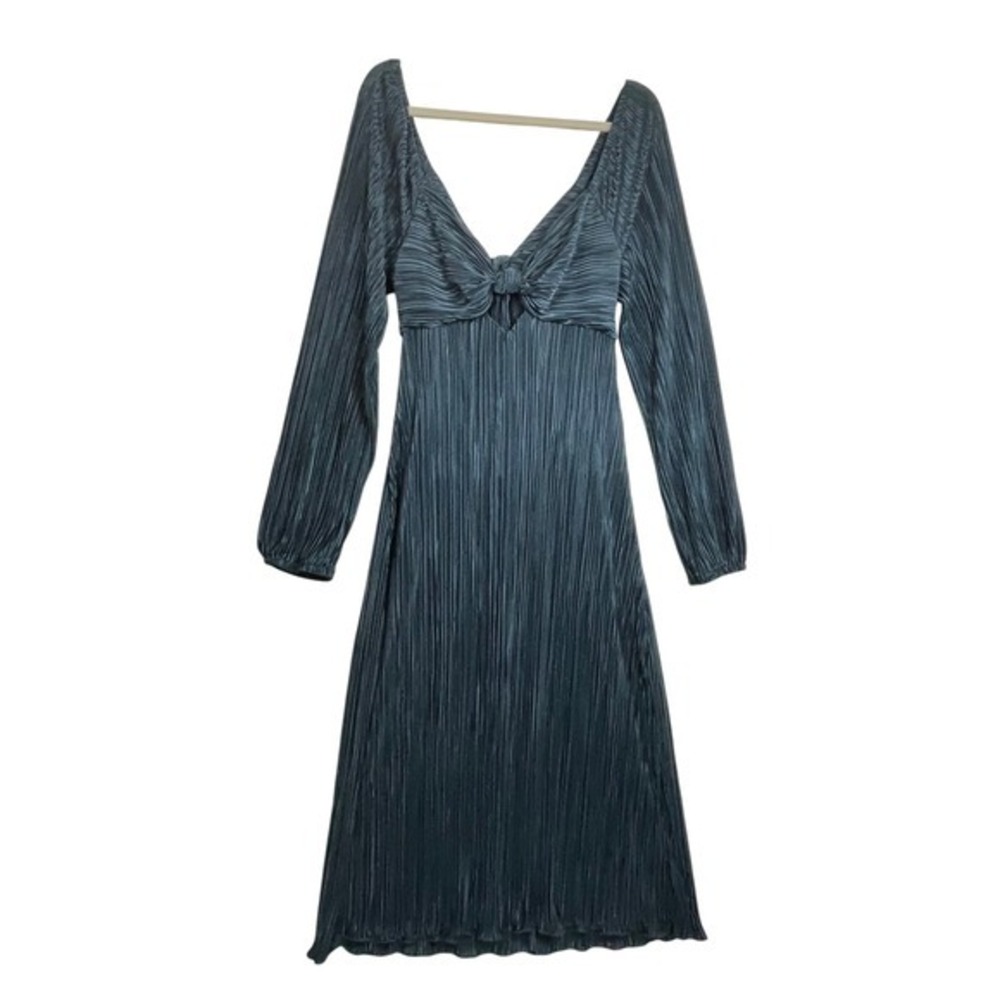 Baltic Born Amani Pleated Midi Dress XL Peacock Blue NWT Open Back Wedding Guest